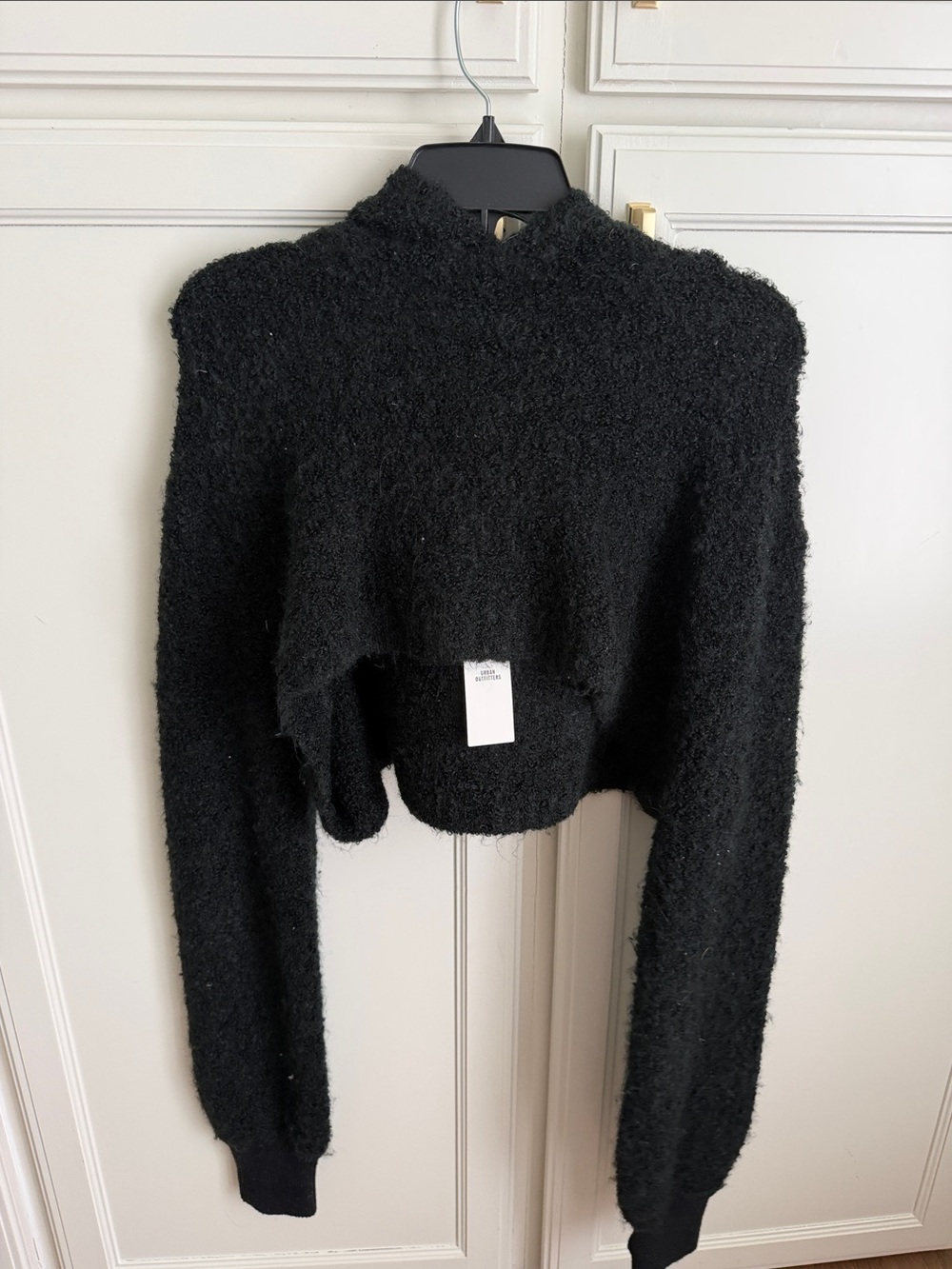 Urban Outfitters Black Cropped Fuzzy Sweater NWT